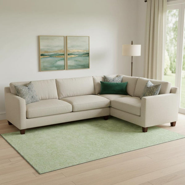 HomeRoots 8' X 10' Floral Artichoke Green Area Rug – Washable, UV-Protected, Stain-Resistant & Durable Style 665042