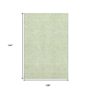HomeRoots 9' X 12' Elegant Artichoke Green & Ivory Floral Washable Area Rug with UV Protection & Stain Resistance 665043