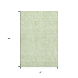 HomeRoots 10' Artichoke Green & Ivory Floral Washable Area Rug - UV Protected, Durable & Stain Resistant Design 665044