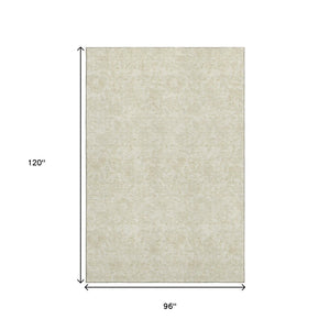 HomeRoots 8' X 10' Ivory & Beige Floral Area Rug - Washable, UV Protected, Perfect for High-Traffic Spaces! 665048