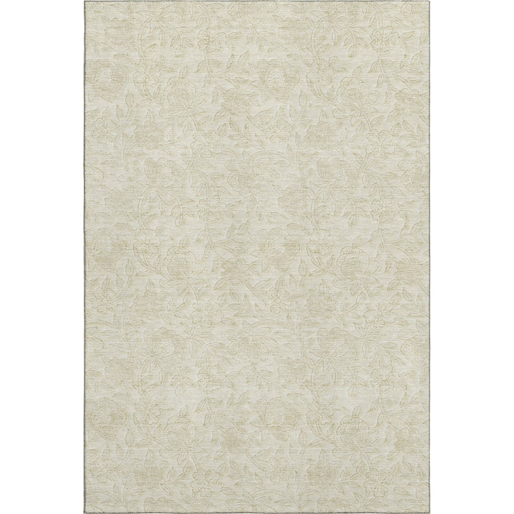 HomeRoots 8' X 10' Ivory & Beige Floral Area Rug - Washable, UV Protected, Perfect for High-Traffic Spaces! 665048