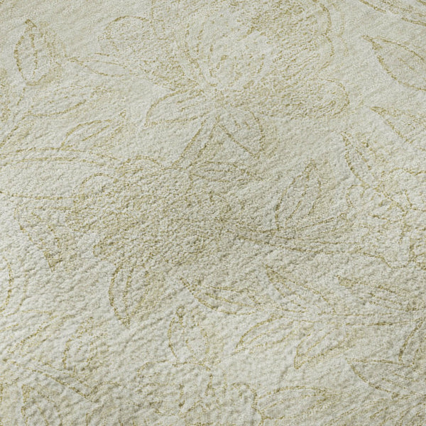 HomeRoots 8' X 10' Ivory & Beige Floral Area Rug - Washable, UV Protected, Perfect for High-Traffic Spaces! 665048