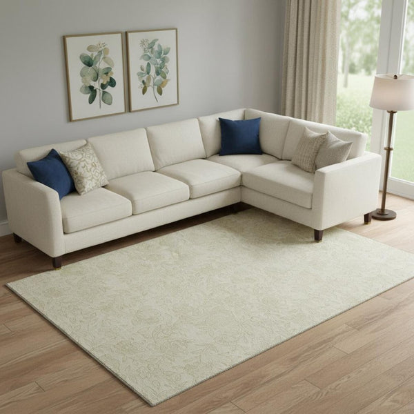 HomeRoots 8' X 10' Ivory & Beige Floral Area Rug - Washable, UV Protected, Perfect for High-Traffic Spaces! 665048