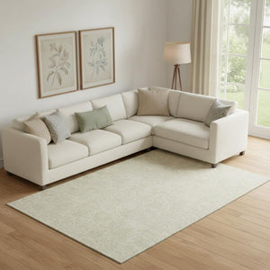 HomeRoots 9' X 12' Ivory Floral Area Rug - Washable, Stain-Resistant, UV Protected for Elegant Living Spaces 665049