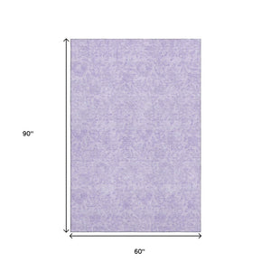 HomeRoots 5' X 8' Lilac Floral Area Rug - Durable, Washable, Stain-Resistant Design for Homes with Kids & Pets 665052