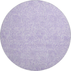 HomeRoots 8' Lilac and Ivory Floral Round Rug - Washable, UV Protected, Durable Design for Busy Homes 665053