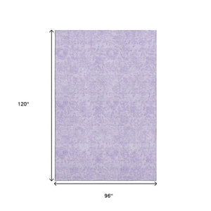 HomeRoots 8' X 10' Lilac and Ivory Floral Area Rug - Washable, Stain-Resistant, UV Protected for Busy Homes 665054