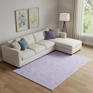 HomeRoots 8' X 10' Lilac and Ivory Floral Area Rug - Washable, Stain-Resistant, UV Protected for Busy Homes 665054