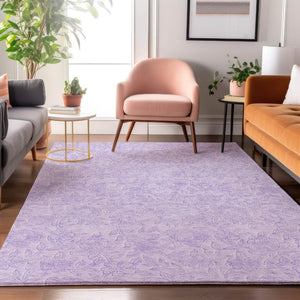 HomeRoots 9' X 12' Lilac & Ivory Floral Washable Area Rug – UV Protected, Durable & Perfect for Busy Homes 665055