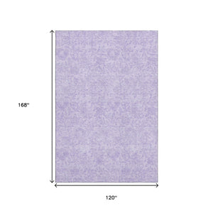 HomeRoots 10' X 14' Lilac and Ivory Floral Area Rug - Durable, Washable, UV-Protected, Kid & Pet Friendly Design! 665056