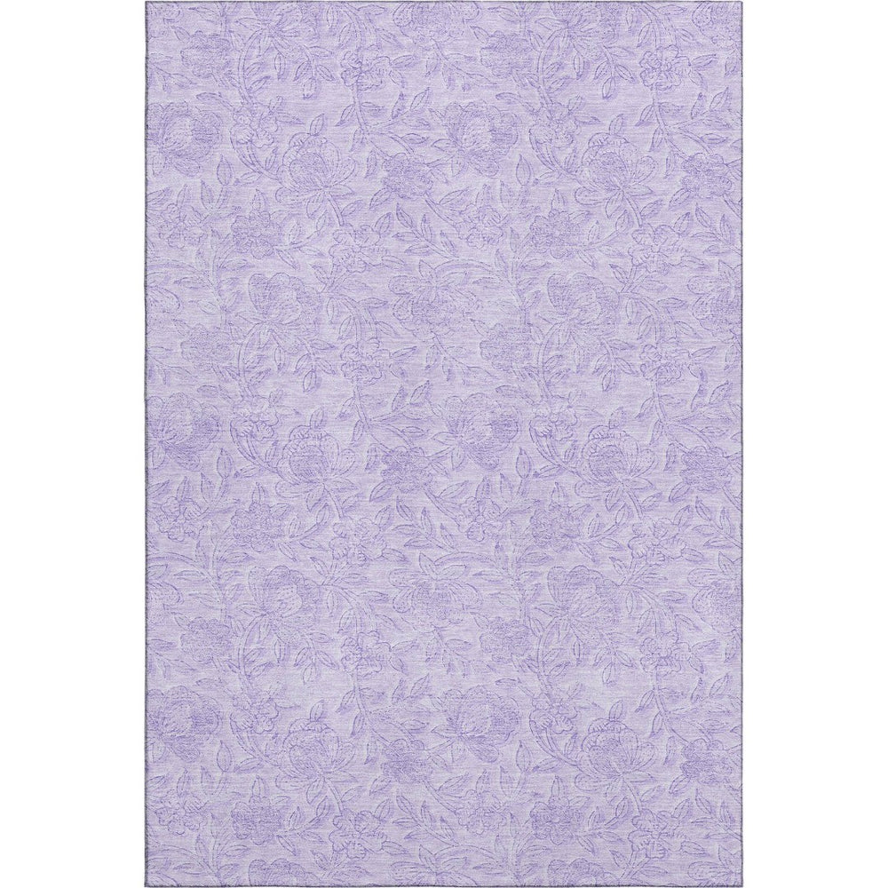 HomeRoots 10' X 14' Lilac and Ivory Floral Area Rug - Durable, Washable, UV-Protected, Kid & Pet Friendly Design! 665056