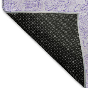 HomeRoots 10' X 14' Lilac and Ivory Floral Area Rug - Durable, Washable, UV-Protected, Kid & Pet Friendly Design! 665056