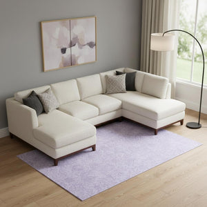 HomeRoots 10' X 14' Lilac and Ivory Floral Area Rug - Durable, Washable, UV-Protected, Kid & Pet Friendly Design! 665056