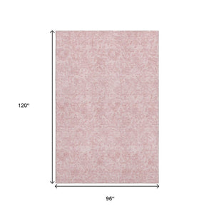 HomeRoots 8' X 10' Elegant Pink and Ivory Floral Area Rug – Washable, UV-Protected, Durable for Busy Homes 665060