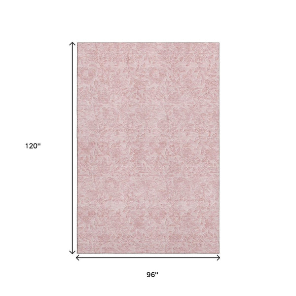 HomeRoots 8' X 10' Elegant Pink and Ivory Floral Area Rug – Washable, UV-Protected, Durable for Busy Homes 665060