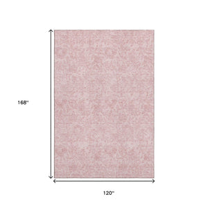 HomeRoots 10' X 14' Pink Floral Area Rug – Washable, UV Protected, Stain Resistant for Family-Friendly Living Spaces 665062