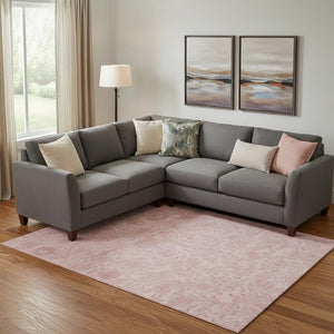 HomeRoots 10' X 14' Pink Floral Area Rug – Washable, UV Protected, Stain Resistant for Family-Friendly Living Spaces 665062
