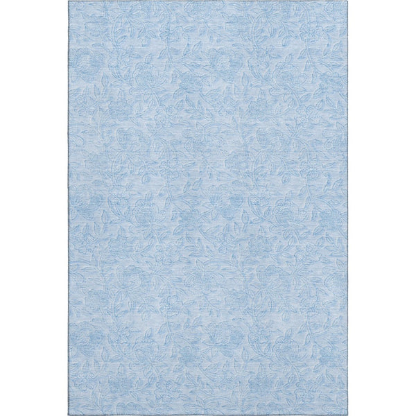 HomeRoots 5' X 8' Sky Blue Floral Area Rug - Washable, Stain-Resistant with UV Protection for High-Traffic Areas 665064
