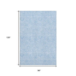 HomeRoots 8' X 10' Sky Blue Floral Area Rug - Washable, UV Protected, Durable Design for High-Traffic Spaces 665066