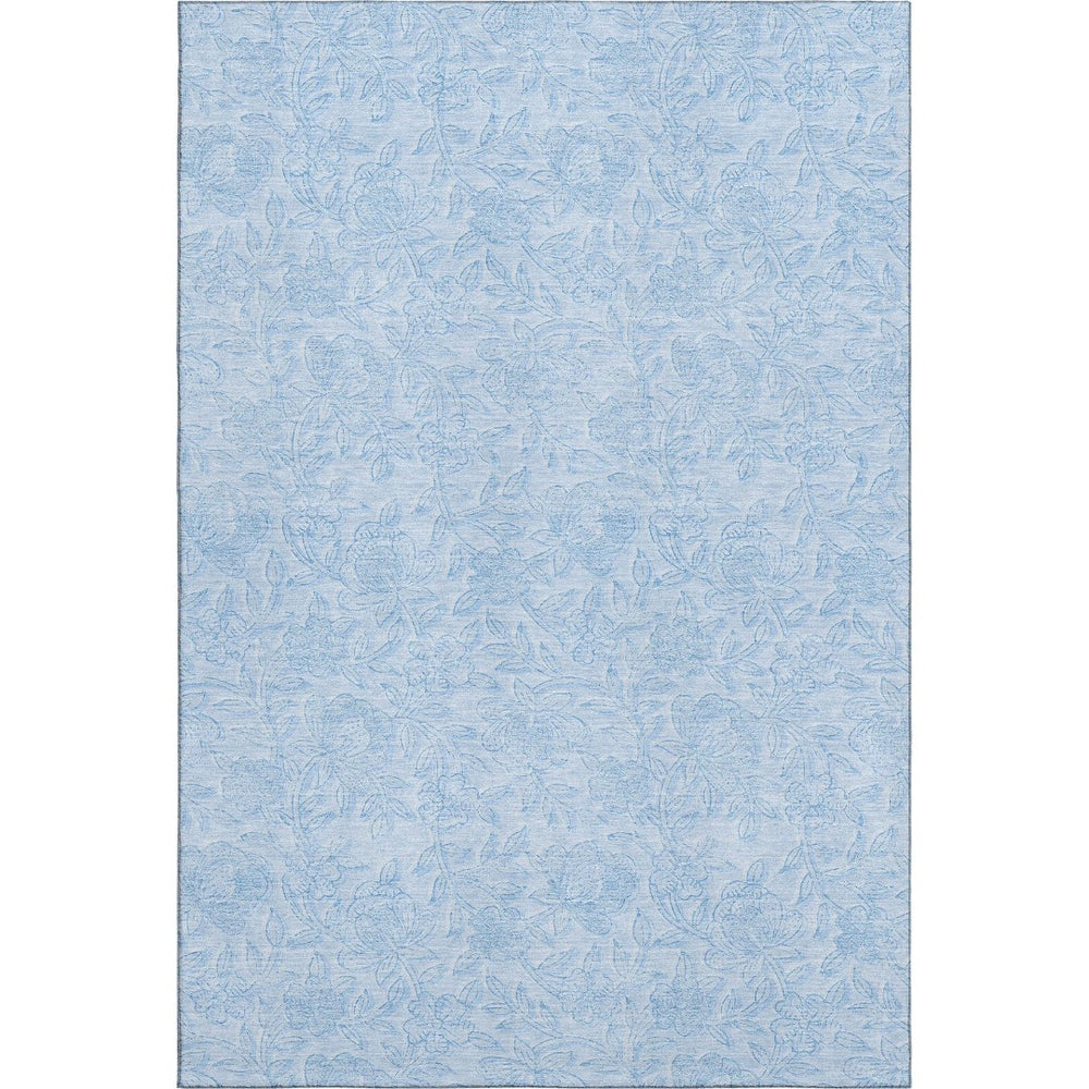 HomeRoots 8' X 10' Sky Blue Floral Area Rug - Washable, UV Protected, Durable Design for High-Traffic Spaces 665066