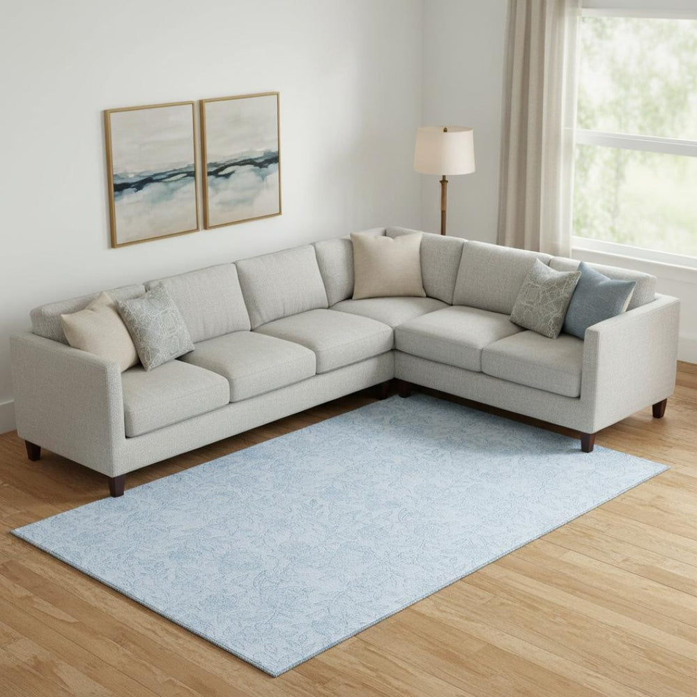 HomeRoots 8' X 10' Sky Blue Floral Area Rug - Washable, UV Protected, Durable Design for High-Traffic Spaces 665066