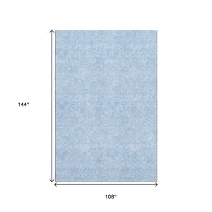 HomeRoots 9' X 12' Sky Blue Floral Area Rug - Washable, UV Protected, Durable Design for Modern Living Spaces 665067