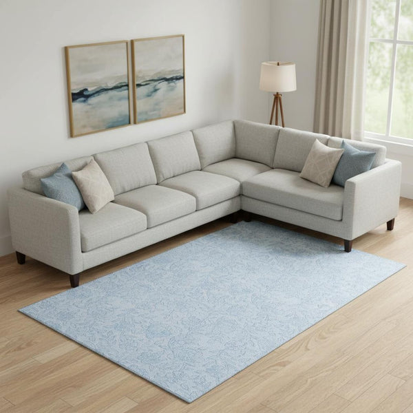 HomeRoots 10' Sky Blue and Ivory Floral Area Rug - Washable, UV Protected, Perfect for Family Rooms & Dining 665068