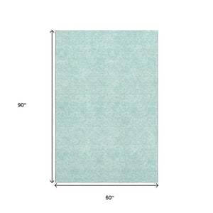 HomeRoots 5' X 8' Teal and Ivory Floral Area Rug - Stylish, Stain-Resistant, UV-Protected for Everyday Living 665070