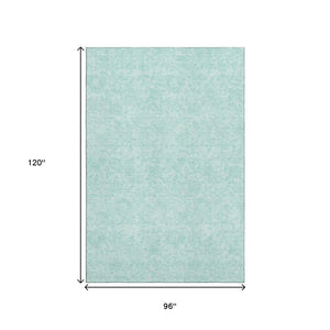 HomeRoots 8' X 10' Teal and Ivory Floral Area Rug - Stain-Resistant, UV Protected, Perfect for Home Decor! 665072
