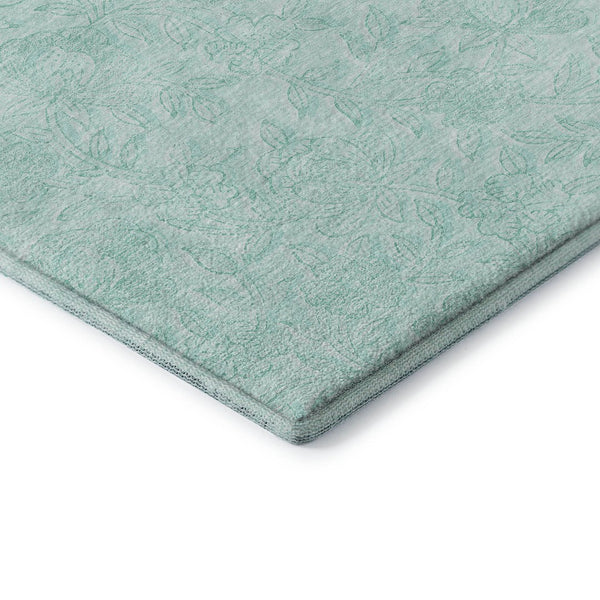 HomeRoots 8' X 10' Teal and Ivory Floral Area Rug - Stain-Resistant, UV Protected, Perfect for Home Decor! 665072