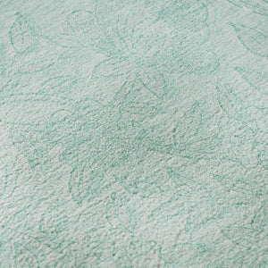 HomeRoots 8' X 10' Teal and Ivory Floral Area Rug - Stain-Resistant, UV Protected, Perfect for Home Decor! 665072