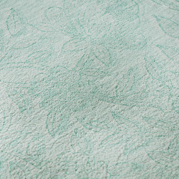 HomeRoots 8' X 10' Teal and Ivory Floral Area Rug - Stain-Resistant, UV Protected, Perfect for Home Decor! 665072