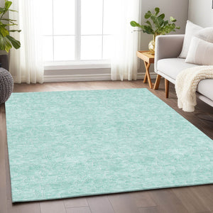 HomeRoots 8' X 10' Teal and Ivory Floral Area Rug - Stain-Resistant, UV Protected, Perfect for Home Decor! 665072