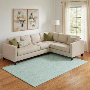 HomeRoots 8' X 10' Teal and Ivory Floral Area Rug - Stain-Resistant, UV Protected, Perfect for Home Decor! 665072