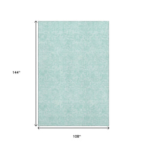 HomeRoots 9' X 12' Teal And Ivory Floral Area Rug – Washable, UV Protected, Durable for Busy Homes & Spaces 665073