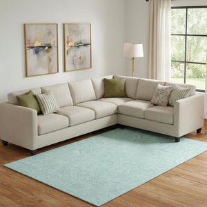 HomeRoots 9' X 12' Teal And Ivory Floral Area Rug – Washable, UV Protected, Durable for Busy Homes & Spaces 665073