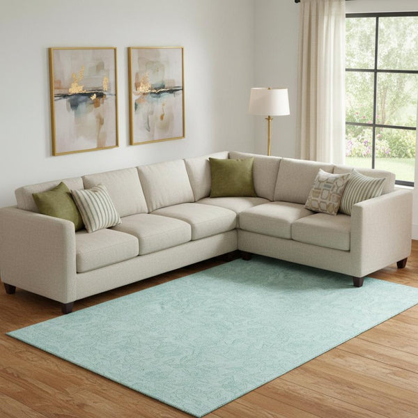 HomeRoots 9' X 12' Teal And Ivory Floral Area Rug – Washable, UV Protected, Durable for Busy Homes & Spaces 665073