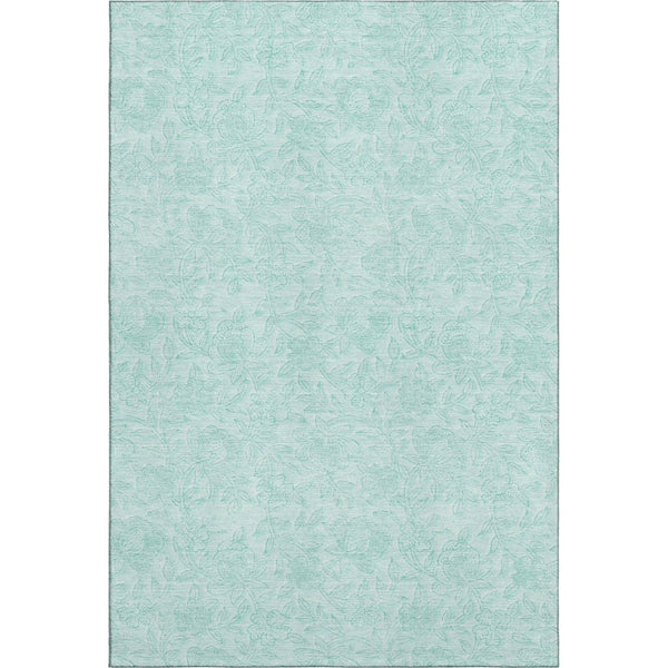 HomeRoots 10' Teal and Ivory Floral Area Rug - Washable, UV Protected, Durable Design for High-Traffic Spaces 665074