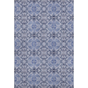 HomeRoots 8' X 10' Stylish Blue Gray Ivory Medallion Area Rug - Washable, UV Protected & Perfect for Busy Homes! 665084
