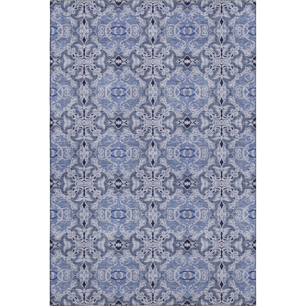 HomeRoots 8' X 10' Stylish Blue Gray Ivory Medallion Area Rug - Washable, UV Protected & Perfect for Busy Homes! 665084