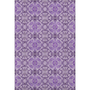 HomeRoots 5' X 8' Purple And Ivory Medallion Area Rug - Washable, UV Protected, Stain-Resistant, Stylish Comfort 665106