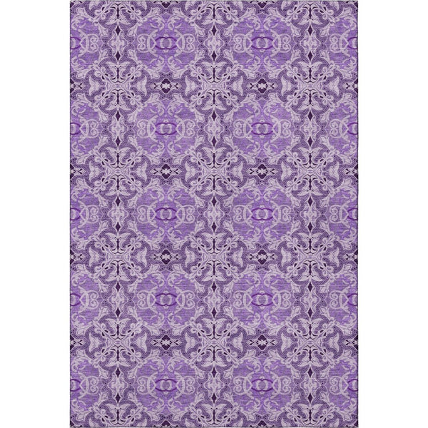 HomeRoots 5' X 8' Purple And Ivory Medallion Area Rug - Washable, UV Protected, Stain-Resistant, Stylish Comfort 665106