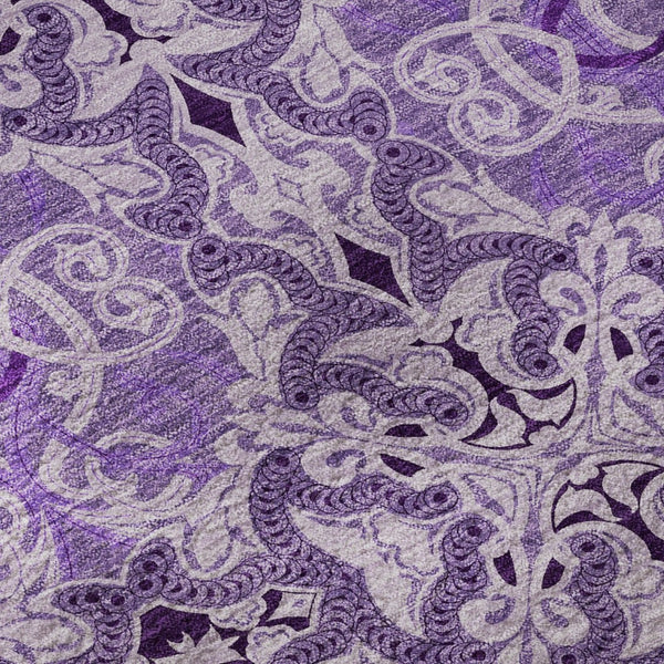 HomeRoots 8' X 10' Purple and Ivory Medallion Area Rug - Washable, UV Protected, Durable for Busy Homes 665108