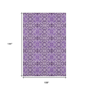 HomeRoots 9' X 12' Elegant Purple & Ivory Medallion Area Rug – Durable, Washable, UV Protected for Homes 665109