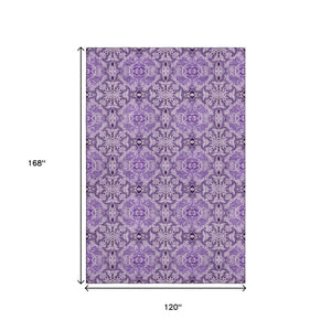 HomeRoots 10' X 14' Purple and Ivory Medallion Area Rug - Washable, Stain Resistant, UV Protected for Homes 665110
