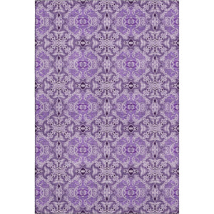 HomeRoots 10' X 14' Purple and Ivory Medallion Area Rug - Washable, Stain Resistant, UV Protected for Homes 665110