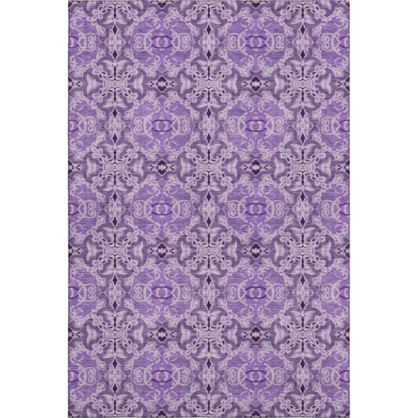 HomeRoots 10' X 14' Purple and Ivory Medallion Area Rug - Washable, Stain Resistant, UV Protected for Homes 665110