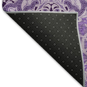 HomeRoots 10' X 14' Purple and Ivory Medallion Area Rug - Washable, Stain Resistant, UV Protected for Homes 665110