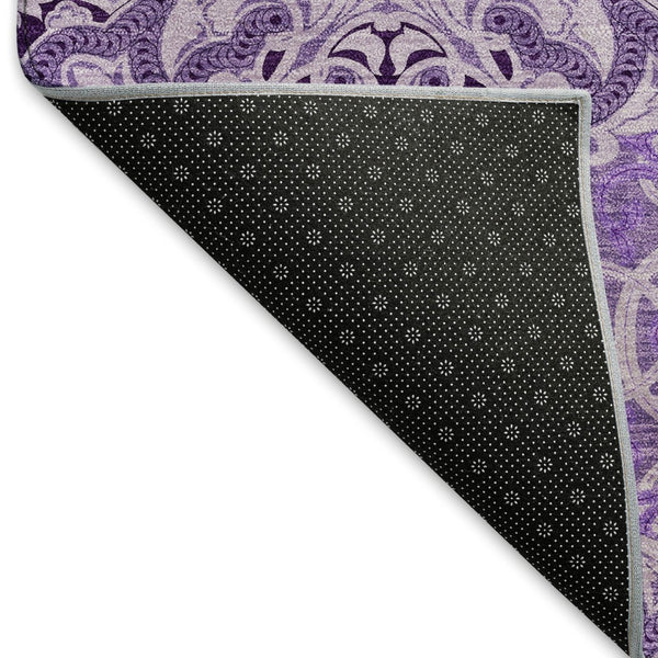 HomeRoots 10' X 14' Purple and Ivory Medallion Area Rug - Washable, Stain Resistant, UV Protected for Homes 665110