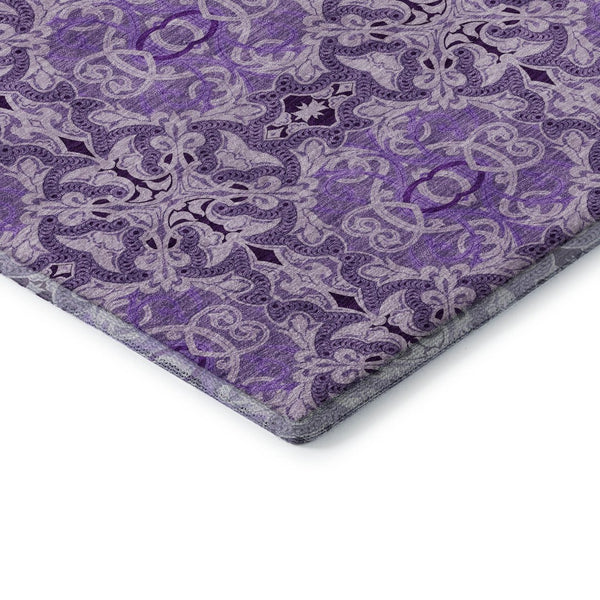 HomeRoots 10' X 14' Purple and Ivory Medallion Area Rug - Washable, Stain Resistant, UV Protected for Homes 665110